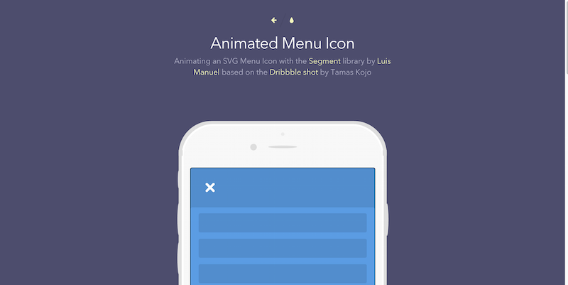 Animation d'une icône de menu SVG avec segment
