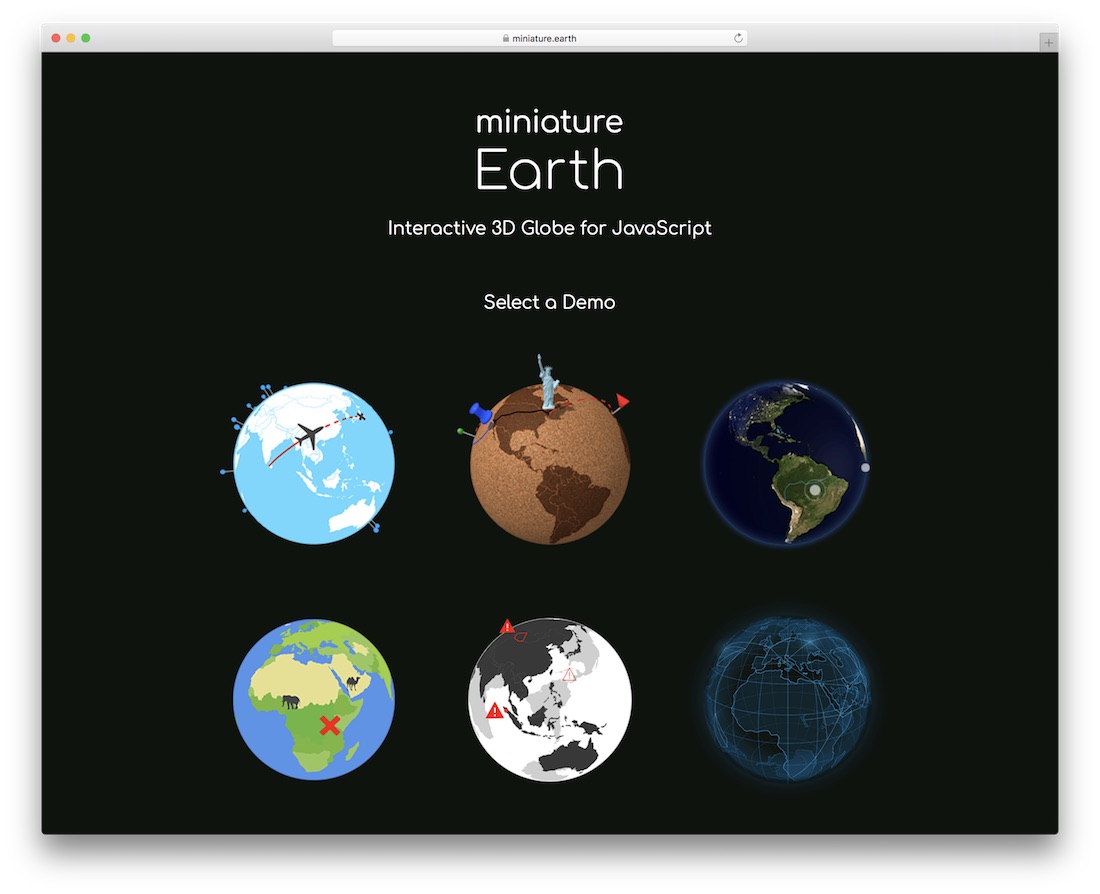 globe terrestre 3d miniature interactif pour javascript