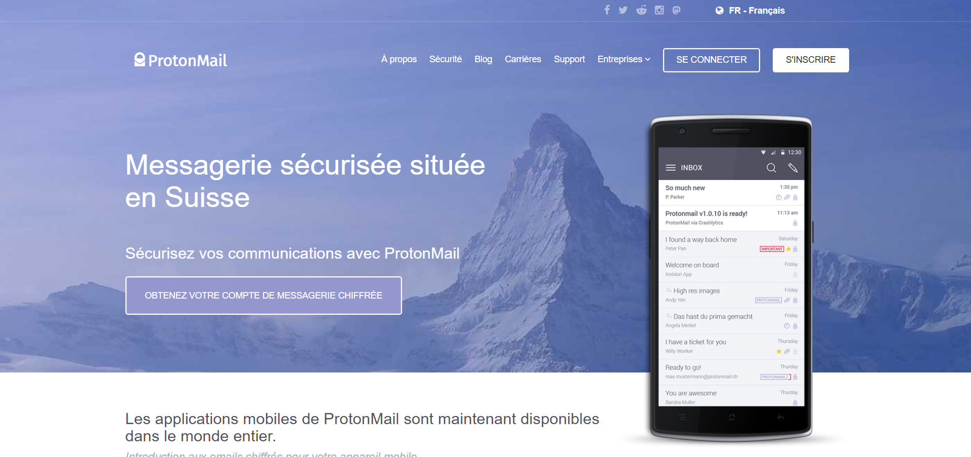 Meilleure Alternatives à Gmail : Protonmail, Messagerie sécurisée située  en Suisse