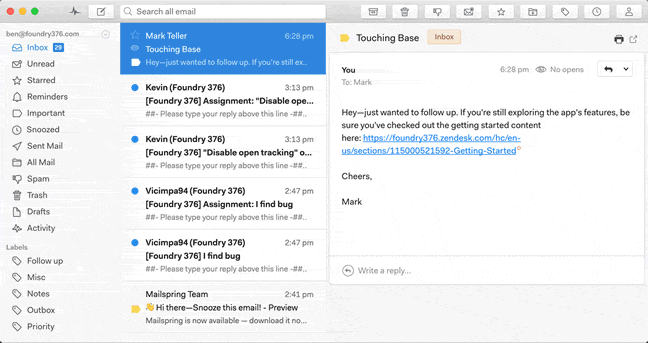 mailspring icloud sent emails