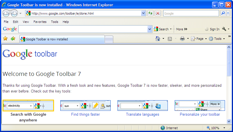 C'est quoi Google Toolbar for Internet Explorer ?