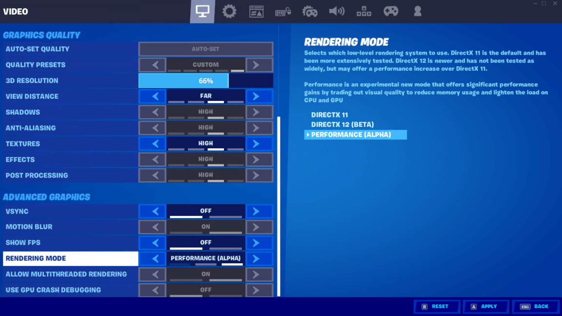 Comment activer le mode Performance fortnite switch ?