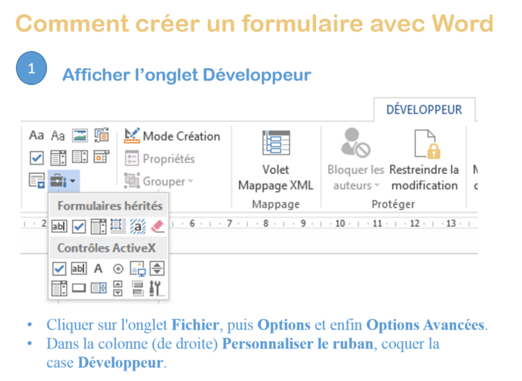 Comment afficher l'onglet Développeur sur Word ?