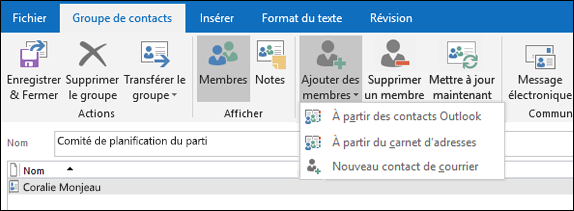 Comment ajouter un membre dans un groupe dans Outlook ?