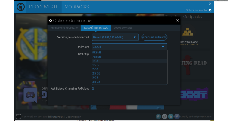 Comment augmenter sa RAM sur Technic Launcher ?
