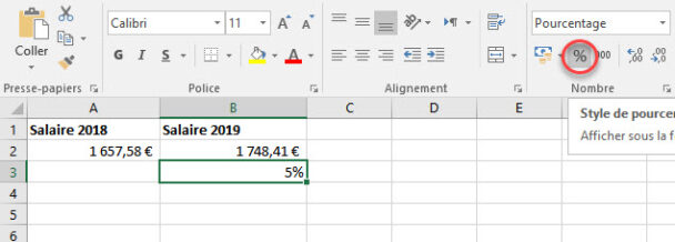 Comment calculer le pourcentage entre deux nombres