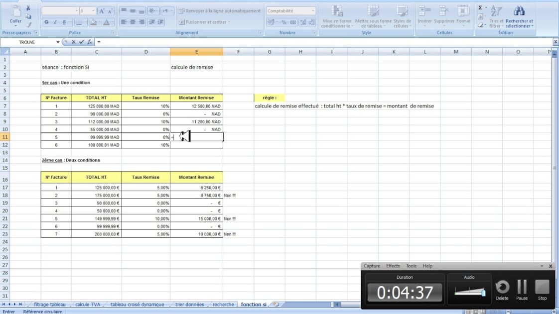 comment calculer une remise de 10 sur excel