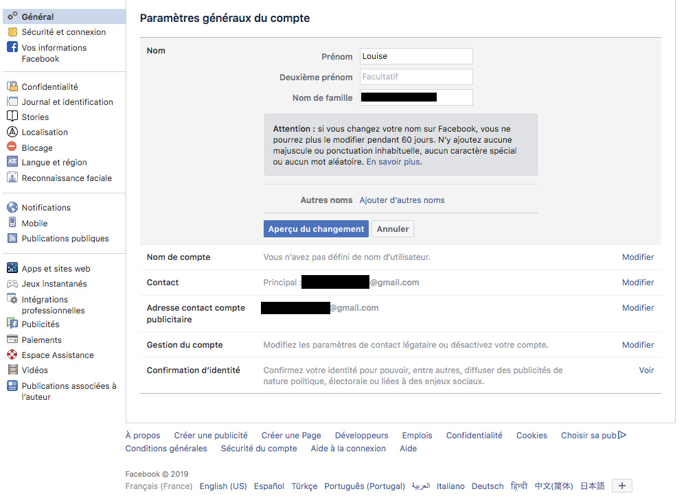 Comment changer de nom sur Facebook quand on ne peut plus ?