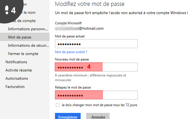 Comment changer le mot de passe de Hotmail ?