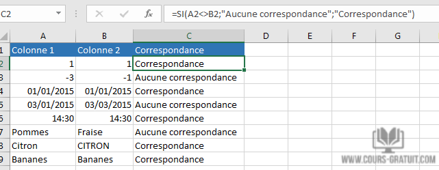 Comment comparer des valeurs dans Excel ?