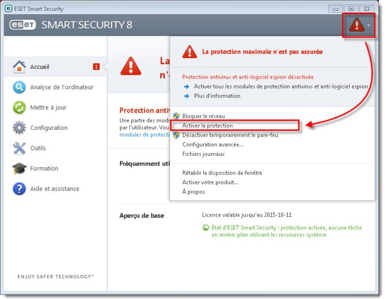 Comment desactiver ESET Security ?