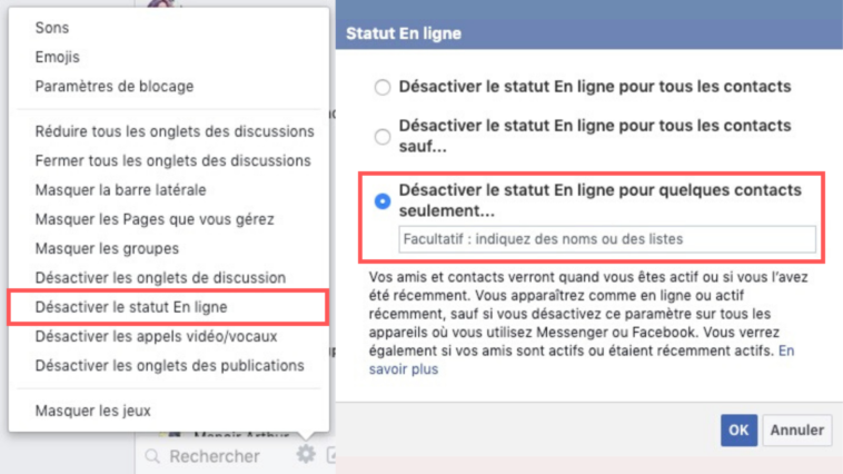 Comment désactiver la discussion instantanée sur Messenger pour une personne ?