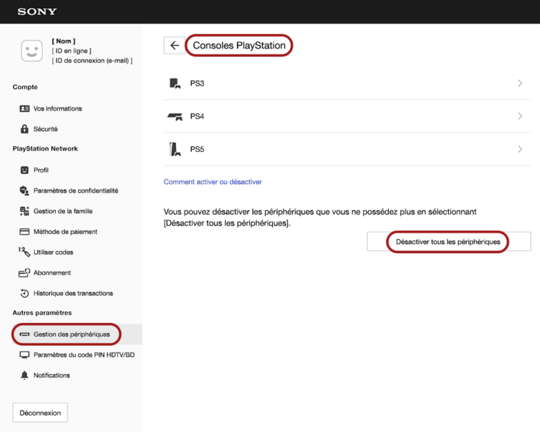 Comment désactiver un compte PlayStation Network ?