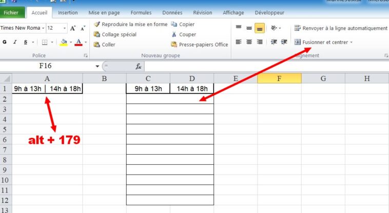 Comment diviser une cellule en deux sur Excel 2007 ?