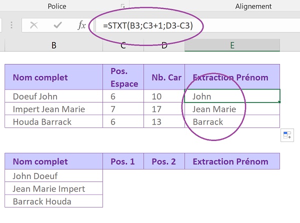 Comment extraire des caractères dans une cellule Excel ?