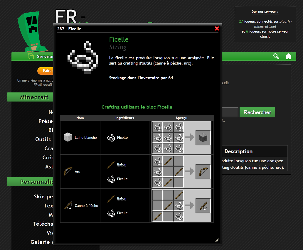 Comment faire de la ficelle sur Minecraft ?