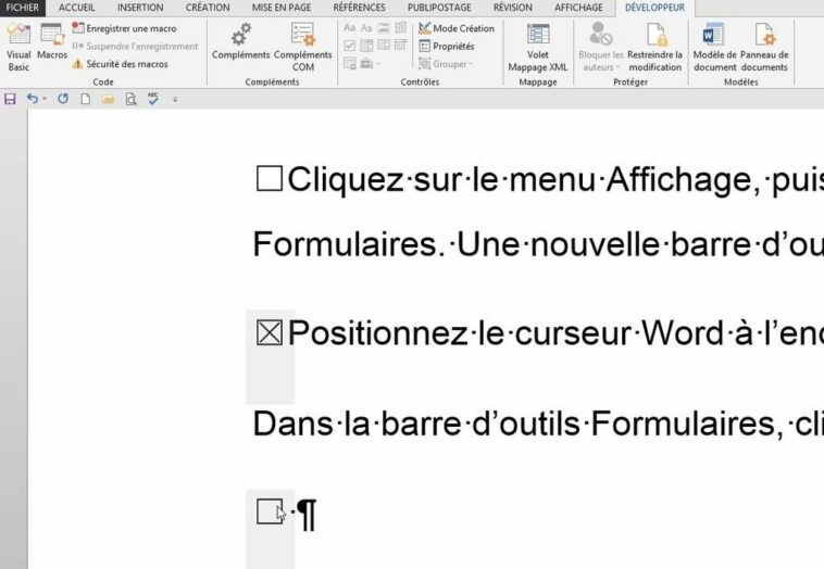 Comment faire un petit carré sur Word ?