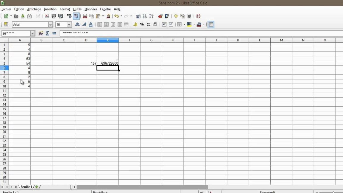 Comment faire une multiplication dans un tableur ?