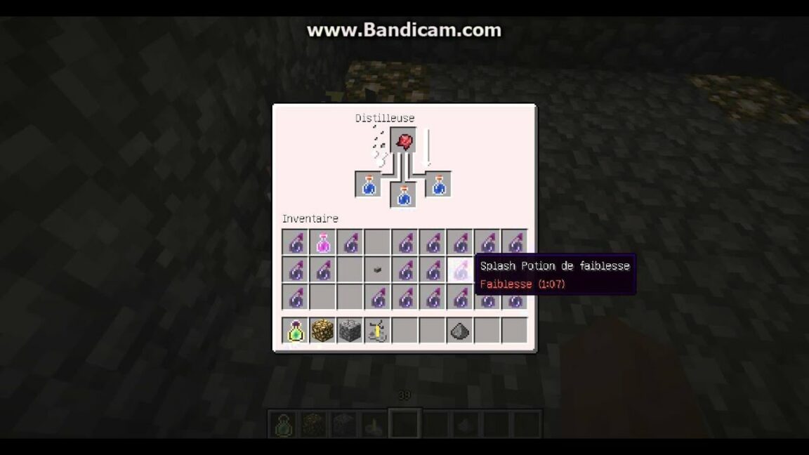 Comment faire une potion de faiblesse jetable sur Minecraft ?