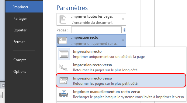 Comment imprimer en livret Recto-verso Word ?