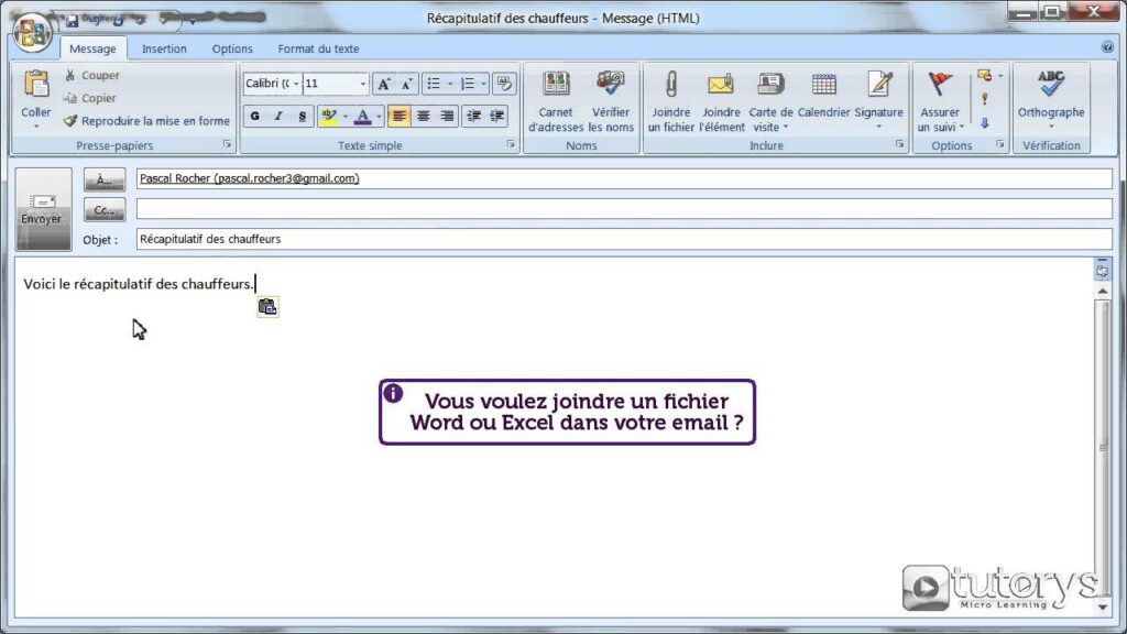 outlook comment mettre un mail en pièce jointe