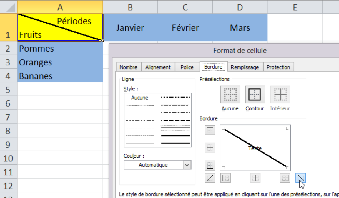 Comment remplir la moitié d'une cellule Excel ?