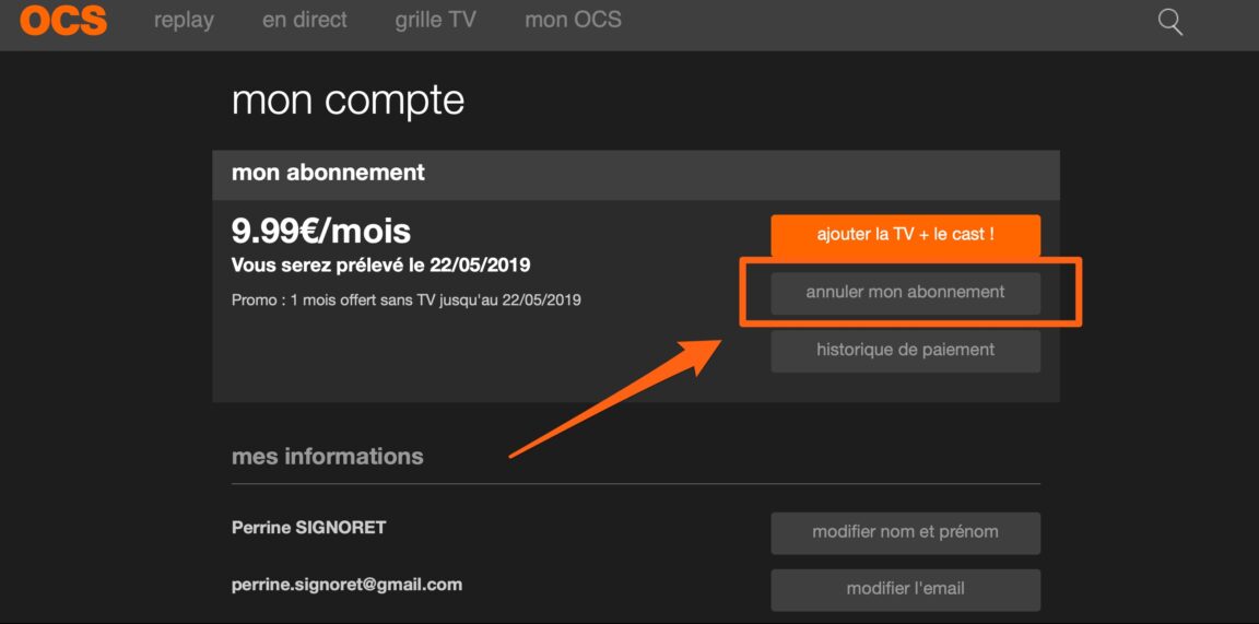 Comment resilier abonnement OCS ?
