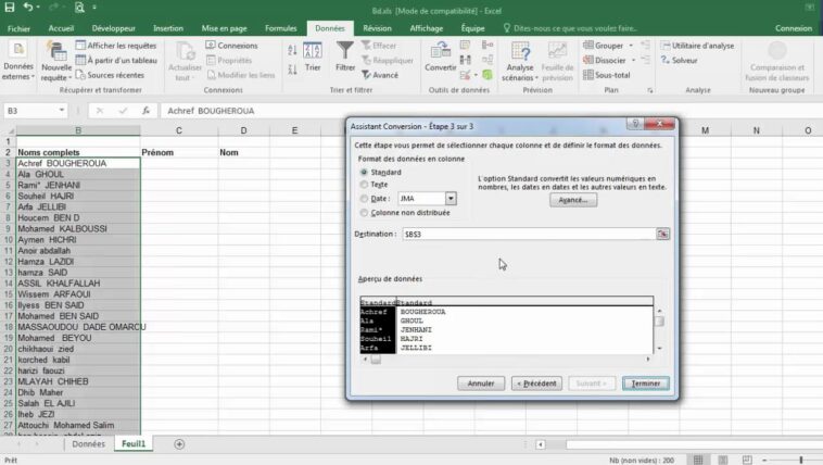 Comment séparer les colonnes sur excel ?