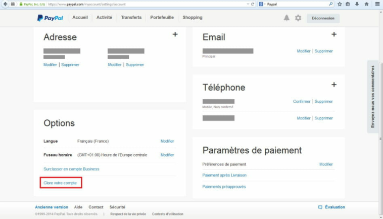 Comment supprimer son adresse PayPal ?