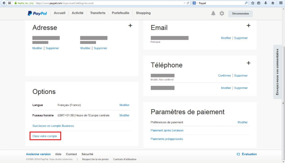 Comment supprimer son adresse PayPal ?