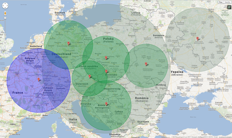 Comment tracer un rayon sur Maps ?