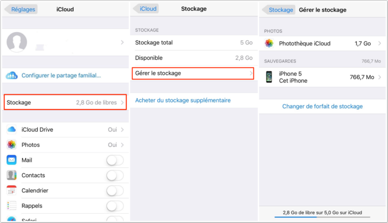 Comment voir le stockage iCloud ?