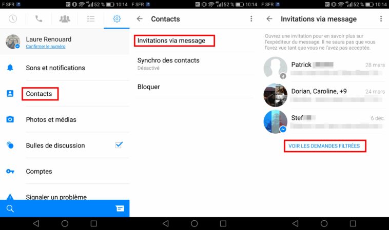 Comment voir les invitations par message sur Messenger ?