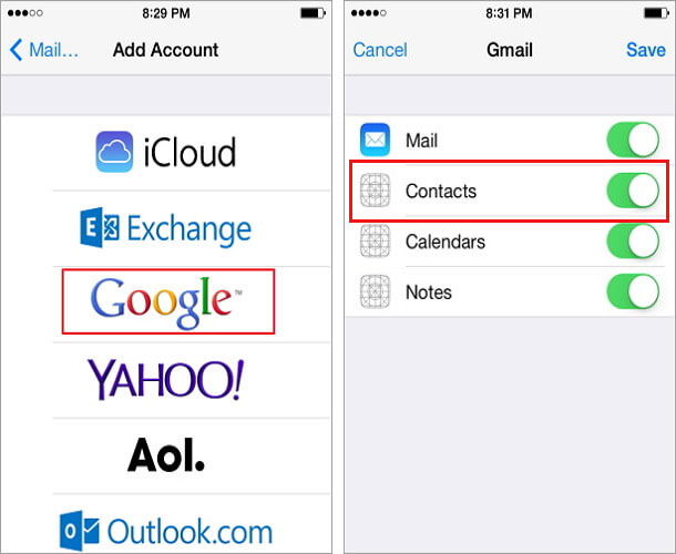 How can I export my iPhone contacts to Gmail?