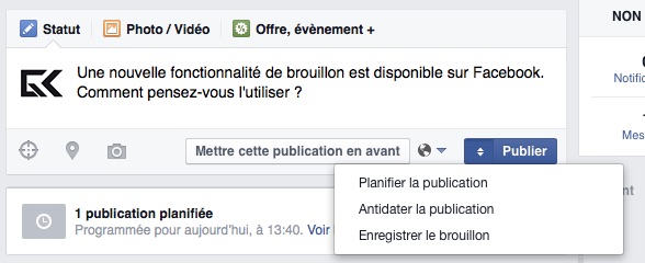 Où sont enregistrés les brouillons sur Facebook ?