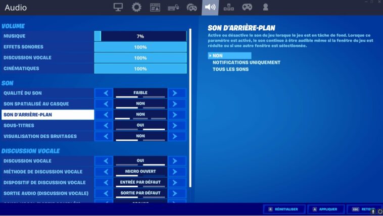 Quel paramètre graphique pour fortnite ?