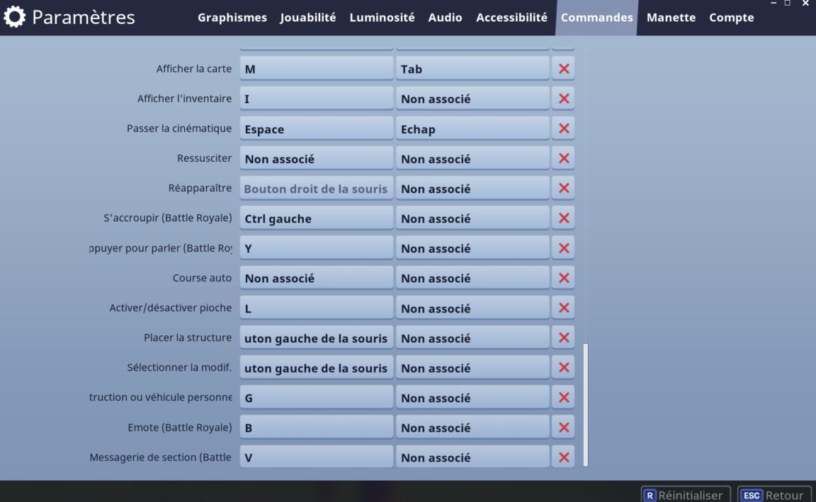 Quel touche mettre pour Fortnite PC ?