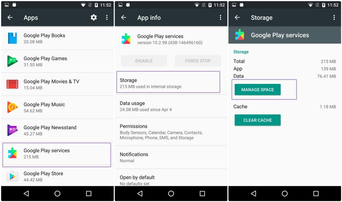 What happens when you clear Google Play Services data?