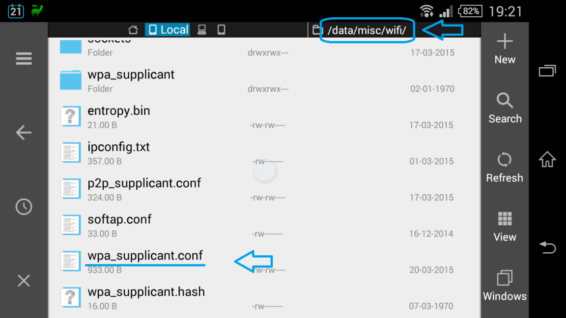 Where are WiFi passwords stored on Android?