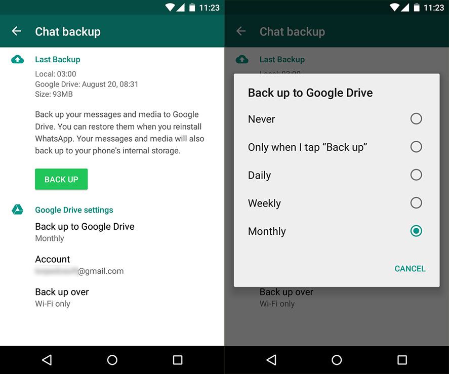 Iphone backup whatsapp chat to google drive
