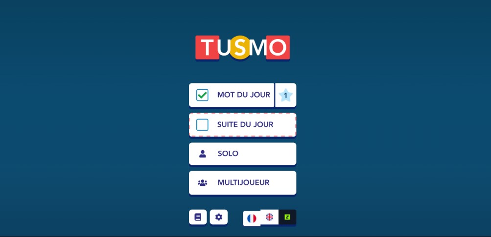 TUSMO est Inspiré par le jeu télévisé MOTUS et l'excellent Wordle.  Ce jeu vous offre plusieurs modes de jeu, dont un multijoueur !